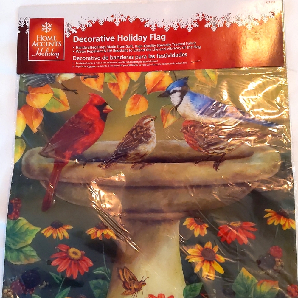 🆕️ Garden Flag / Bird Bath, Birds & Flowers / Nature 12x18
